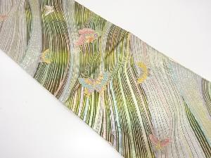 アンティーク　引箔流水に蝶模様織出し袋帯（材料）